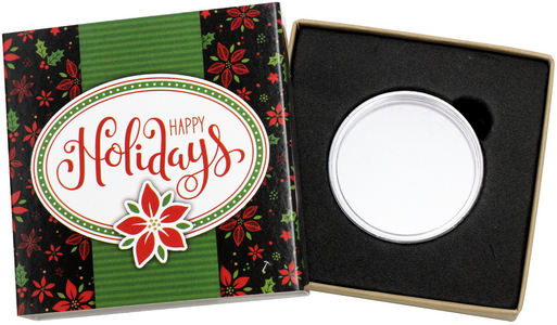 SilverTowne Natural Kraft Paper Gift Box with Happy Holidays Poinsettia Box Sleeve w/COA